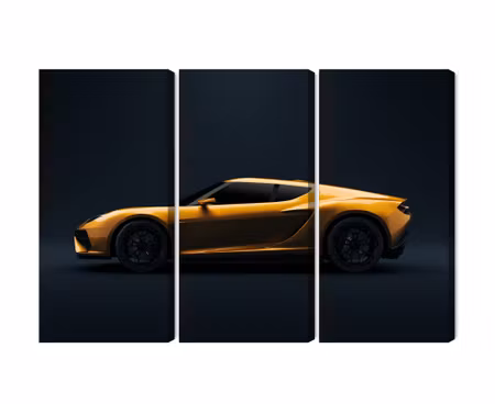 Canvastavla - Multipart Yellow D Sports Car