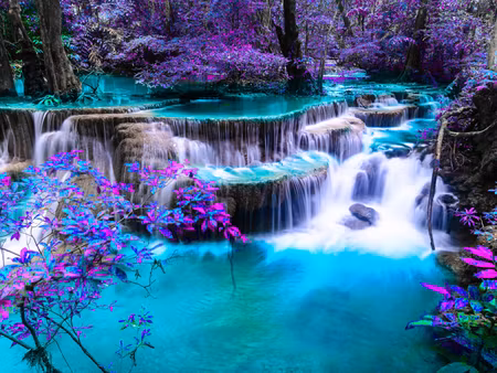 Canvastavla - Multipart Huay Mae Khamin Waterfall