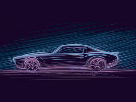 Canvastavla - Multipart Neon Muscle Car