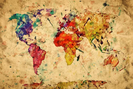 Canvastavla - Vintage World Map