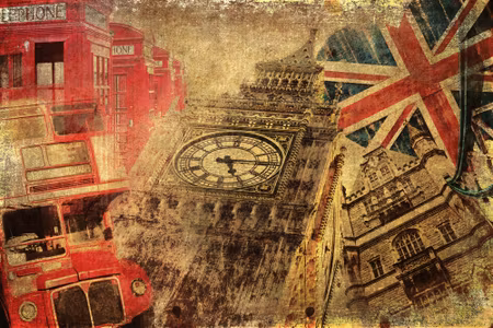 Canvastavla - Collage with London Icons in