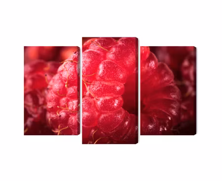 Canvastavla - Multipart Raspberries on a Macro