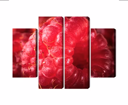 Canvastavla - Multipart Raspberries on a Macro
