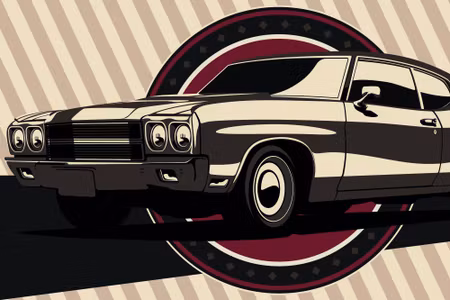 Canvastavla - Classic Muscle Car in Retro Style