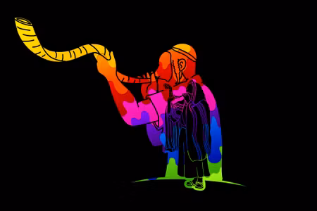 Canvastavla - Jew Blowing a Horn