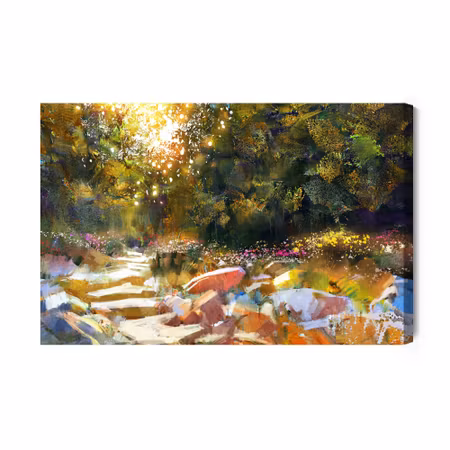 Canvastavla - Trees and Autumn Flowers