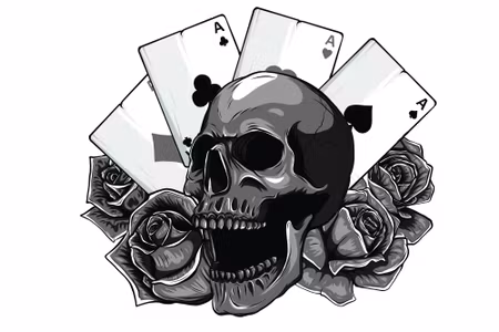 Canvastavla - Skull on a Background of Cards