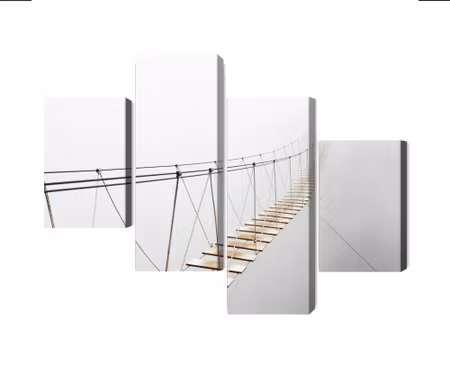 Canvastavla - Multipart Hanging Bridge in the Fog