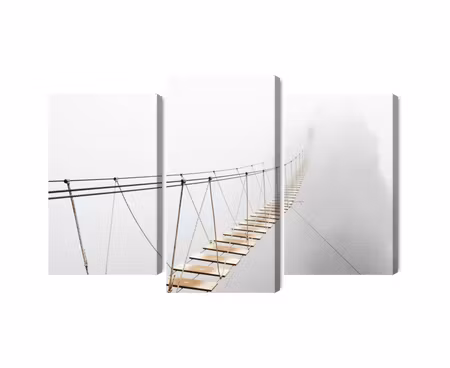Canvastavla - Multipart Hanging Bridge in the Fog