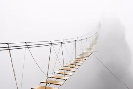 Canvastavla - Multipart Hanging Bridge in the Fog