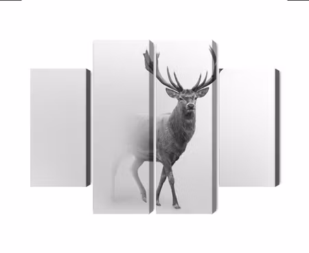Canvastavla - Multipart a Stately Deer in the Fog