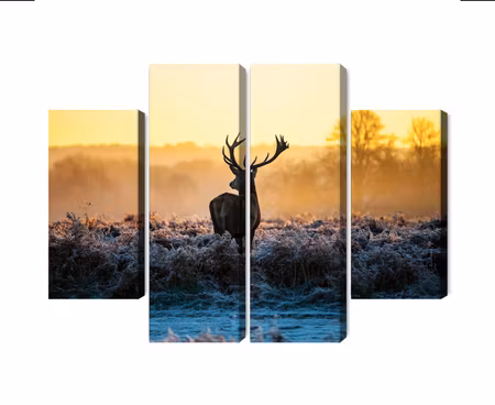 Canvastavla - Multipart Deer in the Rut in D