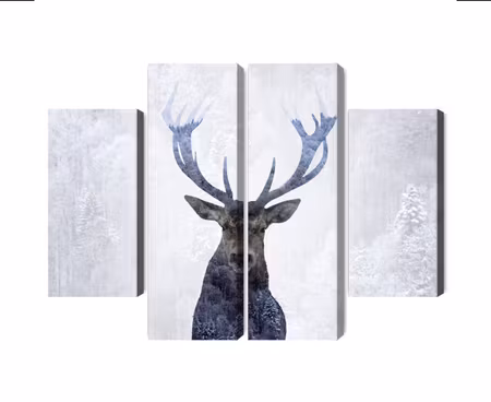 Canvastavla - Multipart Deer in the Winter D