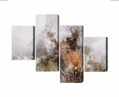 Canvastavla - Multipart a Deer Painted with D
