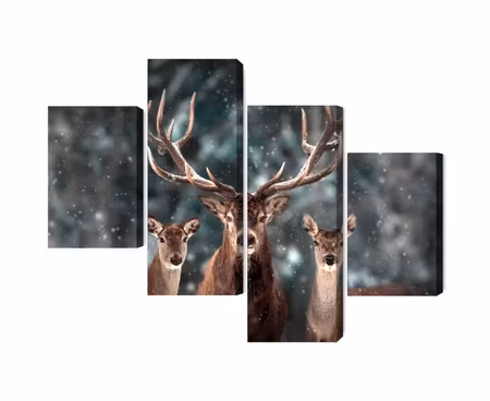 Canvastavla - Multipart a Deer and Two Does in