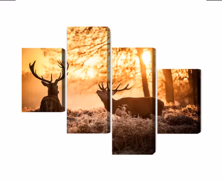 Canvastavla - Multipart Two Deer in the Forest At