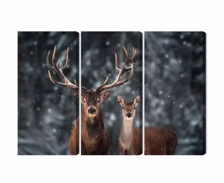 Canvastavla - Multipart Deer and Doe in the D