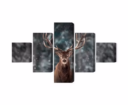 Canvastavla - Multipart Deer in the Forest D