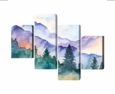 Canvastavla - Multipart Painted Mountain Landscape