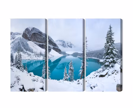 Canvastavla - Multipart Moraine Lake in Winter