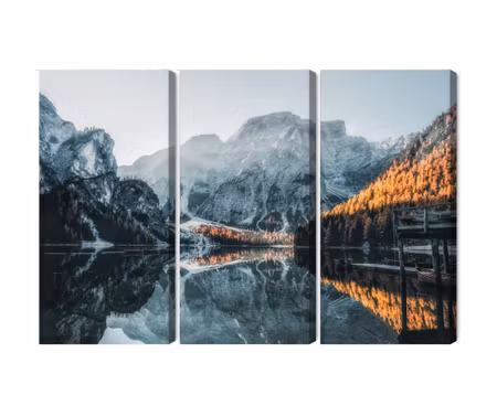 Canvastavla - Multipart Italian Lake Braies D