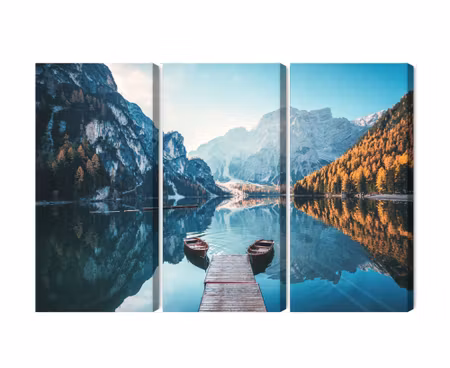 Canvastavla - Multipart Lake Braies in the