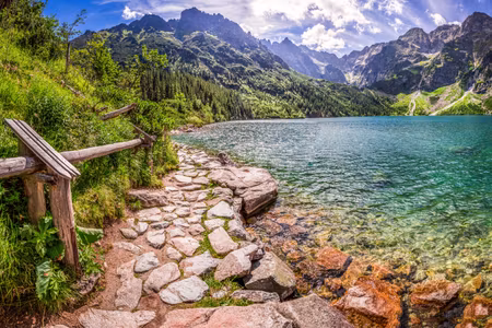 Canvastavla - Multipart D View of the Lake in the