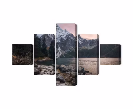 Canvastavla - Multipart Lake and Forest in the