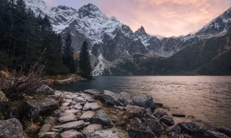 Canvastavla - Multipart Lake and Forest in the