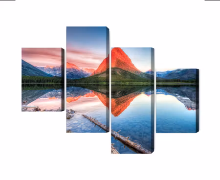 Canvastavla - Multipart Swiftcurrent Lake in the