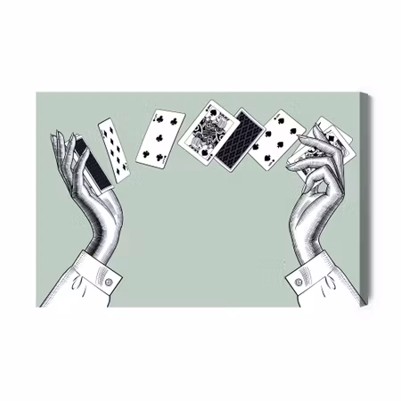 Canvastavla - Female Hands with Playing Cards