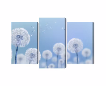 Canvastavla - Multipart Dandelions on a Blue