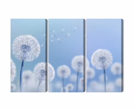 Canvastavla - Multipart Dandelions on a Blue