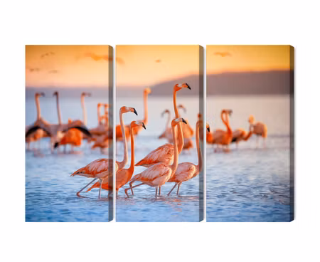 Canvastavla - Multipart a Flock of Flamingos By