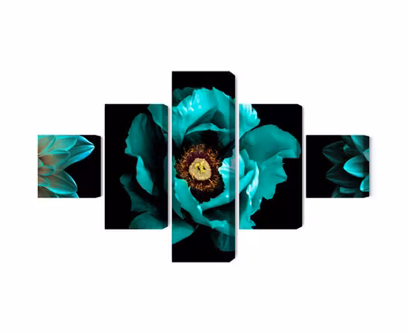 Canvastavla - Multipart Turquoise Flowers on a