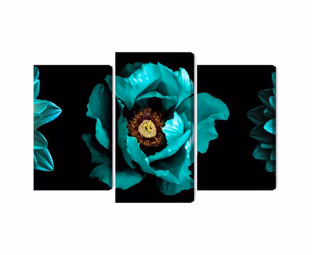 Canvastavla - Multipart Turquoise Flowers on a