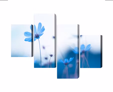 Canvastavla - Multipart Delicate Blue Flowers
