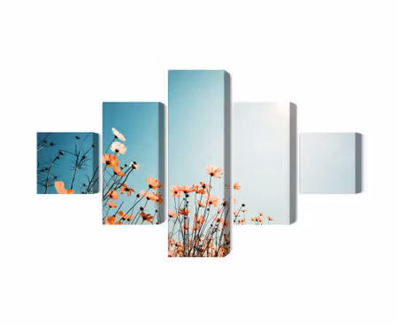 Canvastavla - Multipart Field Flowers in the Sun