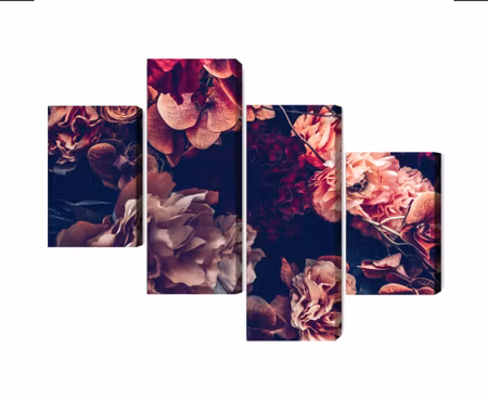 Canvastavla - Multipart Colorful Flowers in a