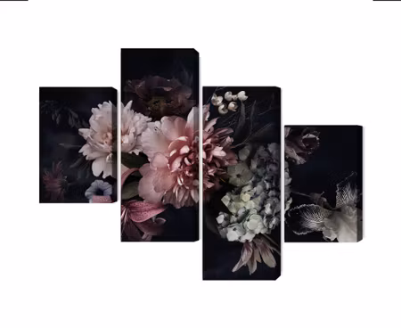 Canvastavla - Multipart Flowers in Vintage Style