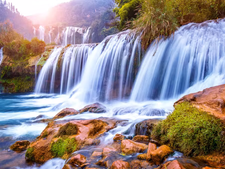 Canvastavla - Multipart Jiulong Waterfall in