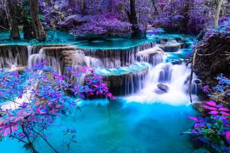 Canvastavla - Multipart Huay Mae Khamin Waterfall