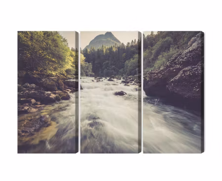 Canvastavla - Multipart Mountain River in the