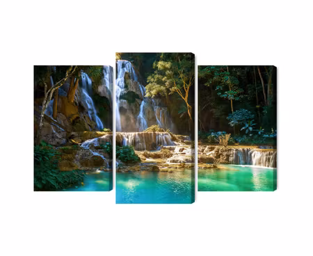 Canvastavla - Multipart Kuang Si Waterfall