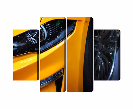 Canvastavla - Multipart Front of a Yellow Sports