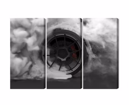 Canvastavla - Multipart Car Wheel in a Cloud of D