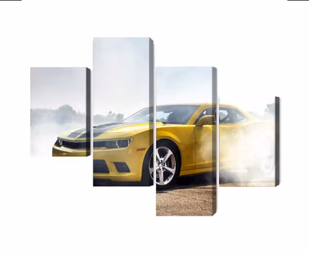 Canvastavla - Multipart D Drifting Yellow Car