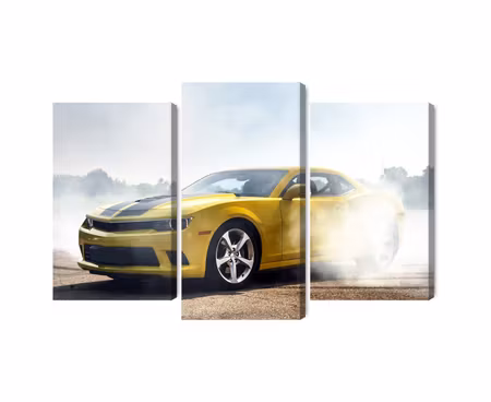 Canvastavla - Multipart D Drifting Yellow Car
