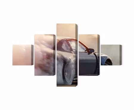 Canvastavla - Multipart Sports Car in a Cloud of