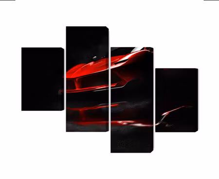 Canvastavla - Multipart Red Sports Car D
